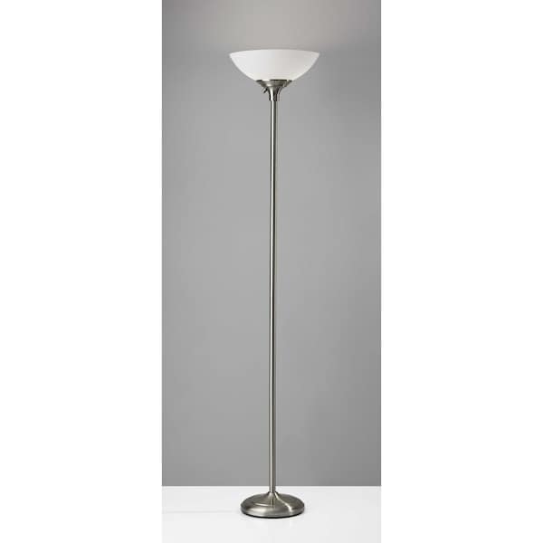 Homeroots 13.75 x 13.75 x 71 in. 300 watt Brushed Steel Metal Torchiere 372815 - main
